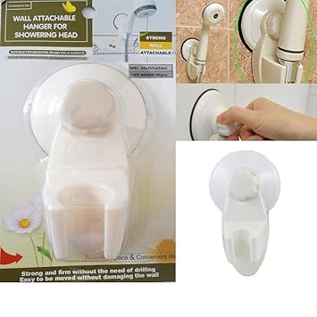 Jeval Bath Shower Head Holder Wall Mount Suction Vacuum Cup Bathroom (13.5 x 7.8 x 5.6 cm, Random Colour)