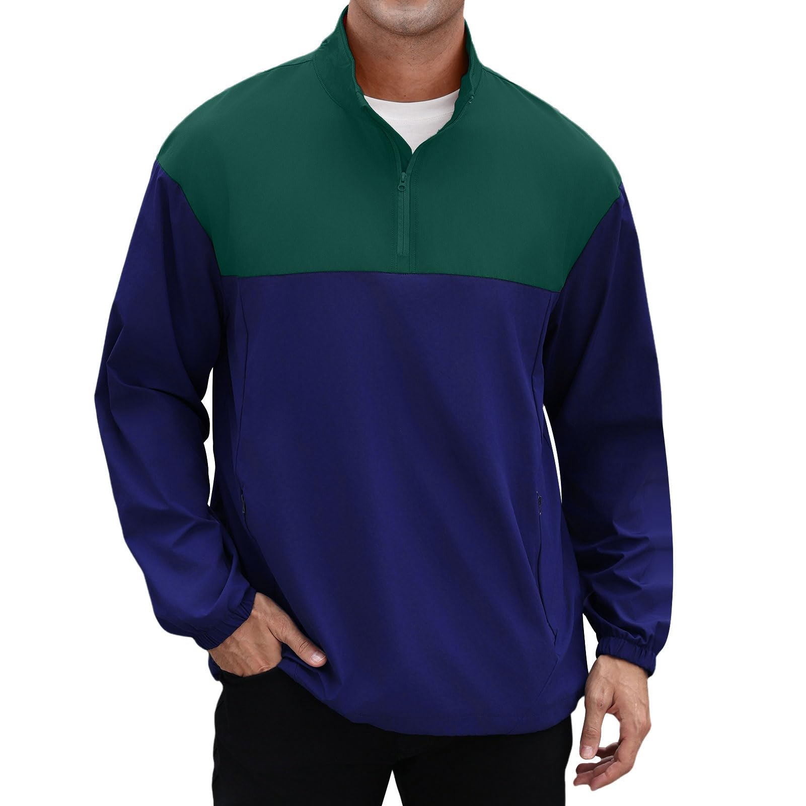 EDITCOZY Men's Lightweight Quarter Zip Pullover Casual Windbreaker for Running Golf Jackets with 3 Pockets