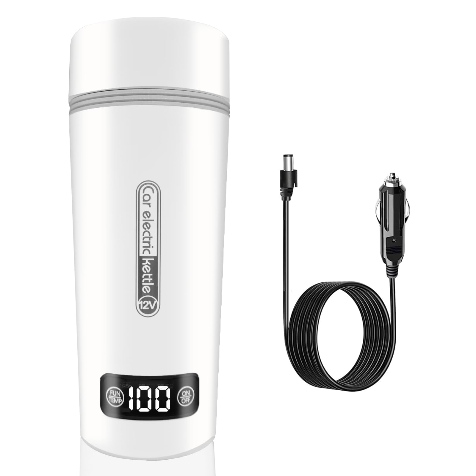 Hervidor de agua portátil para coche, 12 V/500 ml y 40~100 ℃ ajustable, hervidor de agua de viaje y calentador de agua rápido de 80 W, protección contra incendios secos, para acampar en el coche,