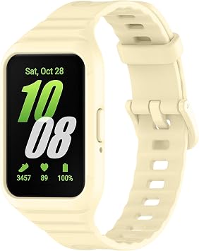 RicYeel Silicone Band for Samsung Galaxy Fit 3 Band Replacement Strap Sport Band Replacement Strap Soft Lightweight Integrated B Protection for Samsung Galaxy Fit 3 Off-White