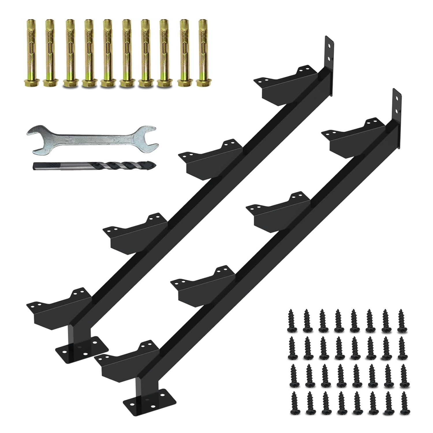 2 Pack Steel Stair Stringer, 4 Steps Stair Riser, Outdoor Metal Step Stringers for 26.6 Inch Height Deck.