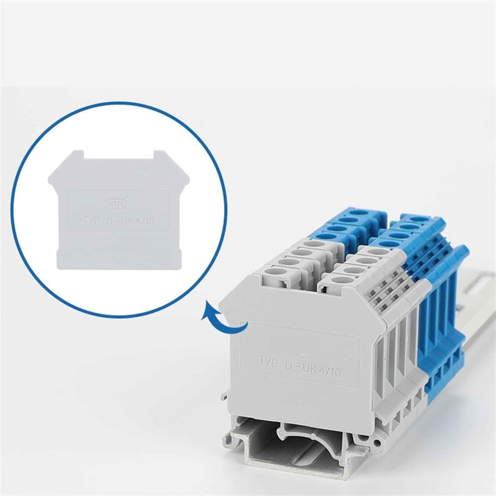 100Pcs D-UK4/10 End Plate for U K 3N/5N/6N/10N/25 UIK16 Connector U K 4/10 Din Rail Terminal Block Protection Contact End Cover (Color : for UK 25)