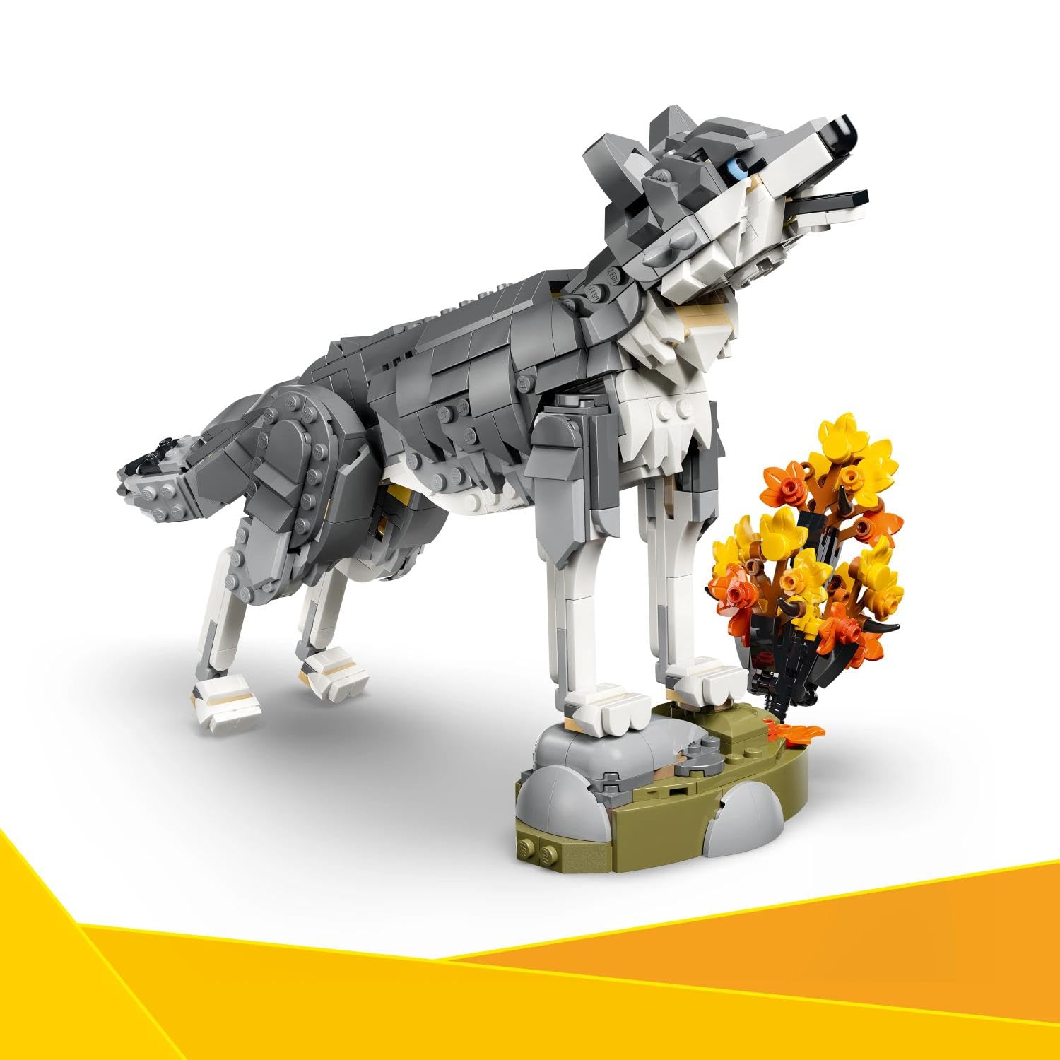 LEGO Creator 3-en-1 Les Animaux de la Forêt : Le Loup Gris - Jouet - Figurine d'animal se Transformant en Faucon ou Raton Laveur - Décoration DIY - Cadeau d'anniversaire Fille ou Garçon 8 Ans 31393