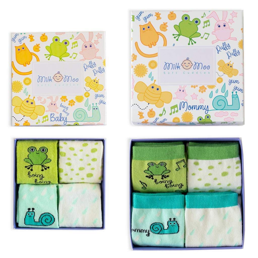 Milk Moo Soft Cuddles Milk&Moo Chacha Frog and Sangaloz 4 Pair Mother Sock and Baby Sock Set