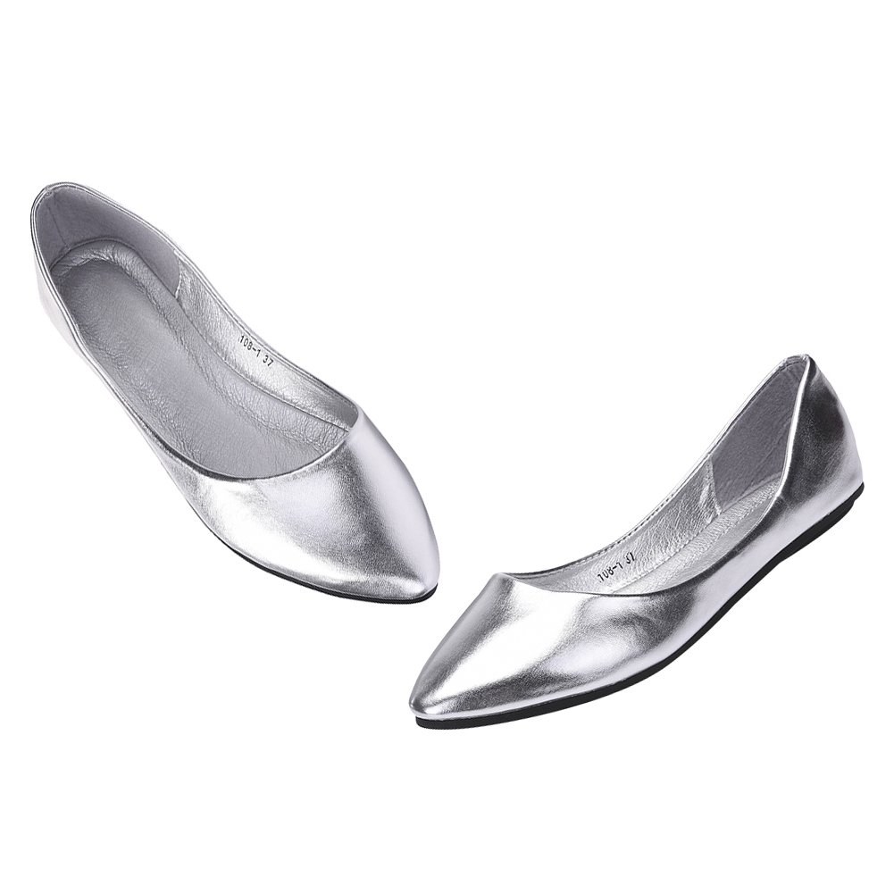 ANUFER Donna Ballerine Punta Pelle Microfibra Senza Allacciatura Piatto Vestito Pumps Scarpe