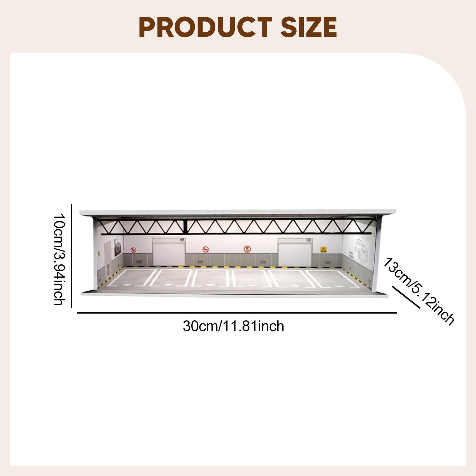 Sharplace 1:64 Parkplatz-Vitrine, Garagen-Diorama-Hintergrund, beleuchtet mit Parkplatzszene für Sportwagen-Actionfiguren-Zubehör, Style C