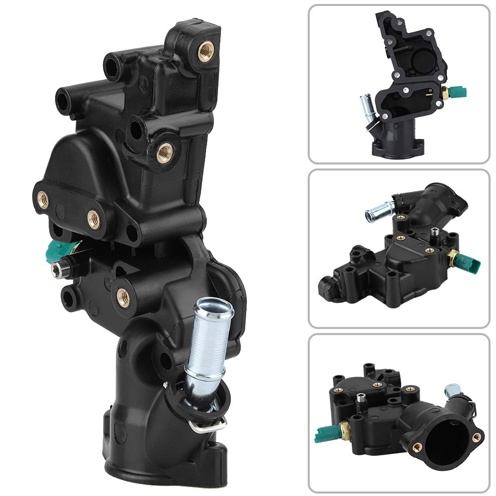 Qii lu termostato, alloggiamento termostato in plastica + metallo con sensore liquido di raffreddamento nero 9654775080 per C2 C3