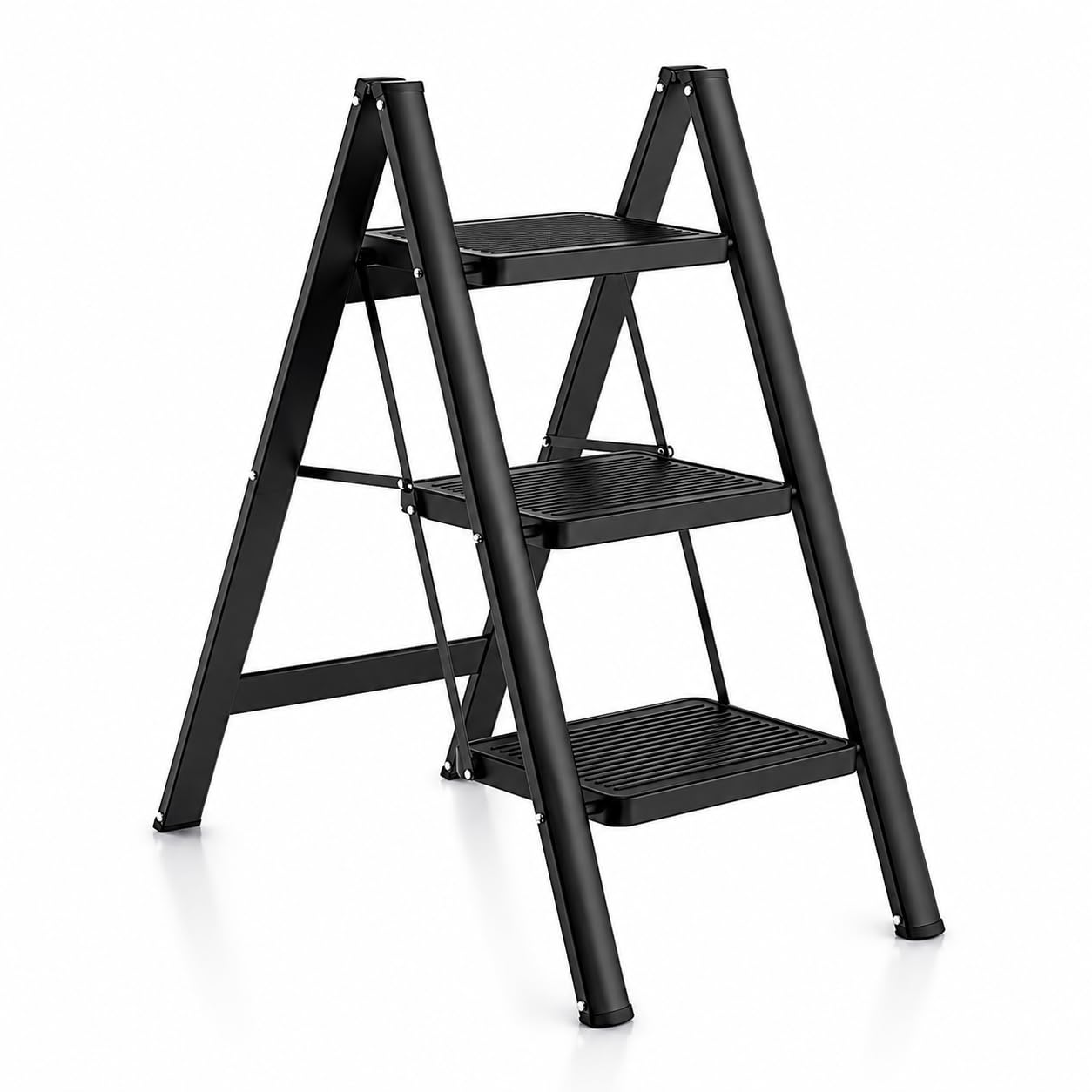 3 Step Foldable Ladder for Home & Kitchen, Heavy Duty Iron Step Stool with Wide Anti-Slip Pedals, Portable Folding Ladder, Non-Slip Feet, Space Saving, Multipurpose Stool for Indoor & Outdoor Use-image-39