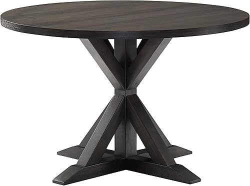 Miniatura 4 de Crosley Furniture Hayden Modern Farmhouse - Mesa de comedor redonda de madera, pizarra