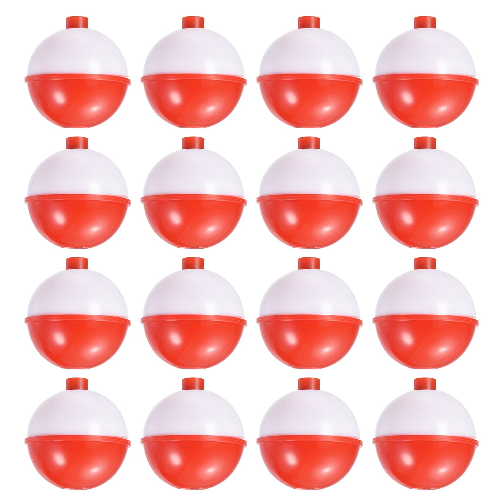 PATIKIL 1.75 Inch Fishing Bobber, 30 Pack Hard ABS Push Button Round Buoy Fishing Float Tackle, Red and White