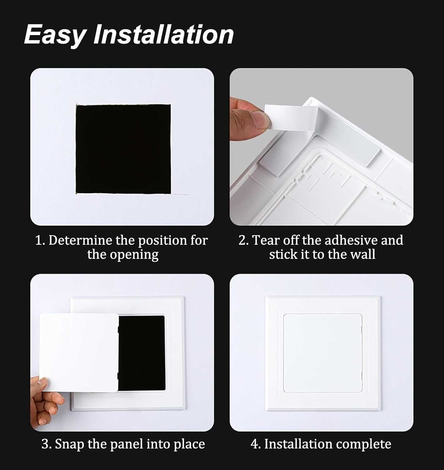 Self-Adhesive Plastic Access Panel, Snap-Fit Inspection Door for Walls & Ceilings, Small Bathroom Wall Hole Cover Hide Unsightly Holes(380x380mm(15x15))