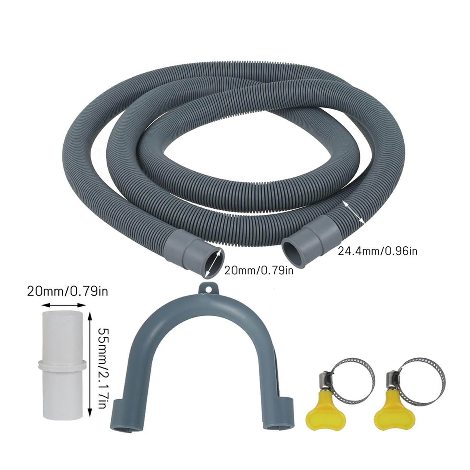 Kit di prolunga per Tubo di Scarico da 2 m (6,6 Piedi) Universale, Compatibile con Lavatrice, asciugatrice e lavastoviglie.