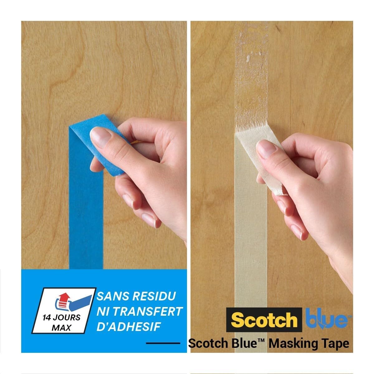 ScotchBlue Ruban de Masquage Multi-Surfaces 36 mm x 41 m 4 Rouleaux Adhésif Peinture Intérieur Extérieur 70% PEFC
