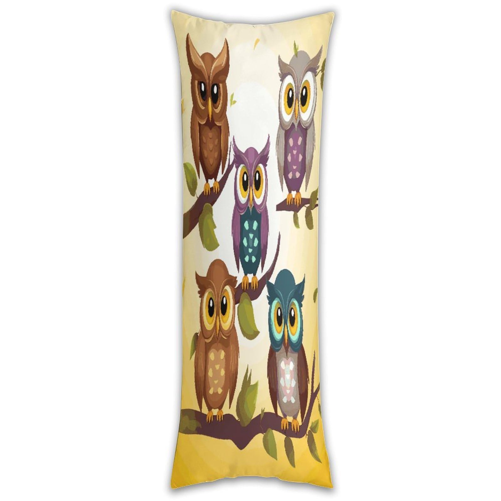 Owls Birds Long Pillow Case with Zipper Ultra Soft Microfiber Long Pillow Cover Breathable Body Pillow Protector Soft Wrinkle Pillowcase for Bed Sofa Bedroom 53 X 19 in