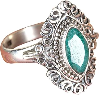 Emerald Ring, 925 Sterling Silver Ring, Emerald Jewelry, May Birthstone, Healing Stone Ring, Boho Ring, Best Seller Ring, Marquise Ring Setting, Vintage Ring, Ideal Gift For Women