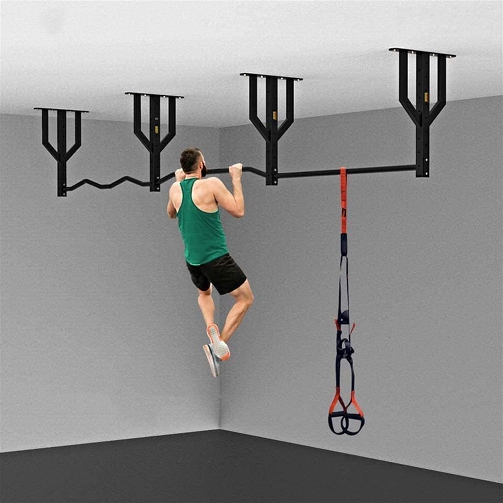 Pull Up Bar Home Gym Strength Training Wall-mounted Pull-up Rack Horizontal Bar Ceiling Double Moment Arm Multi-person Use Wall Gym Indoor Horizontal Bar Strengthen The Three-prong Base 120cm Strength