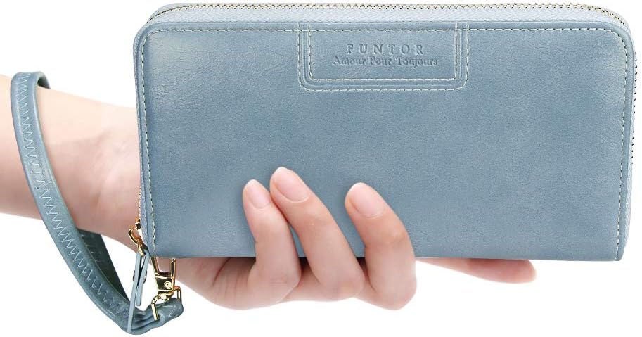 FT FUNTOR Wristlet Wallets for Women, Ladies PU Vegan Leather Clutch Wallet Zip around Phone Purse Card Holder Organizer - Image 3