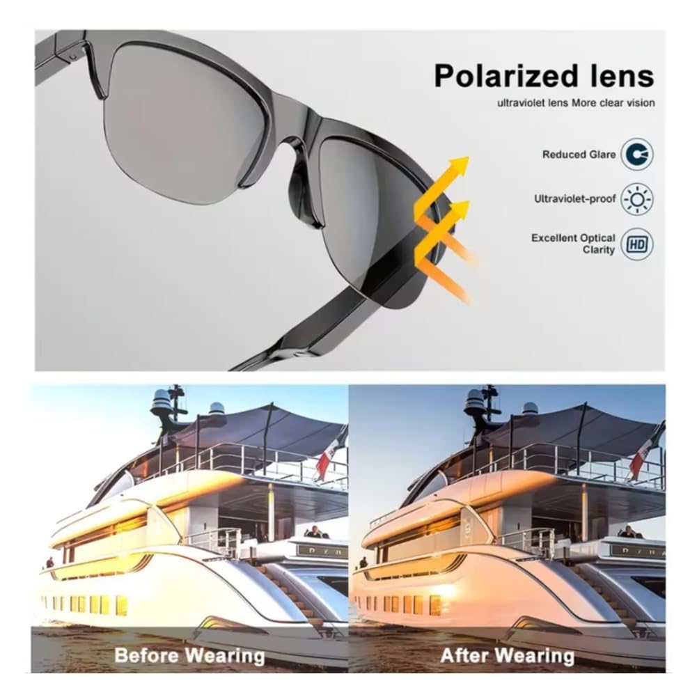 Okulary inteligentne IP4 AI Translation, słuchawki Bluetooth, soczewki ochronne UV, okulary przeciwsłoneczne do uprawiania sportów na świeżym powietrzu