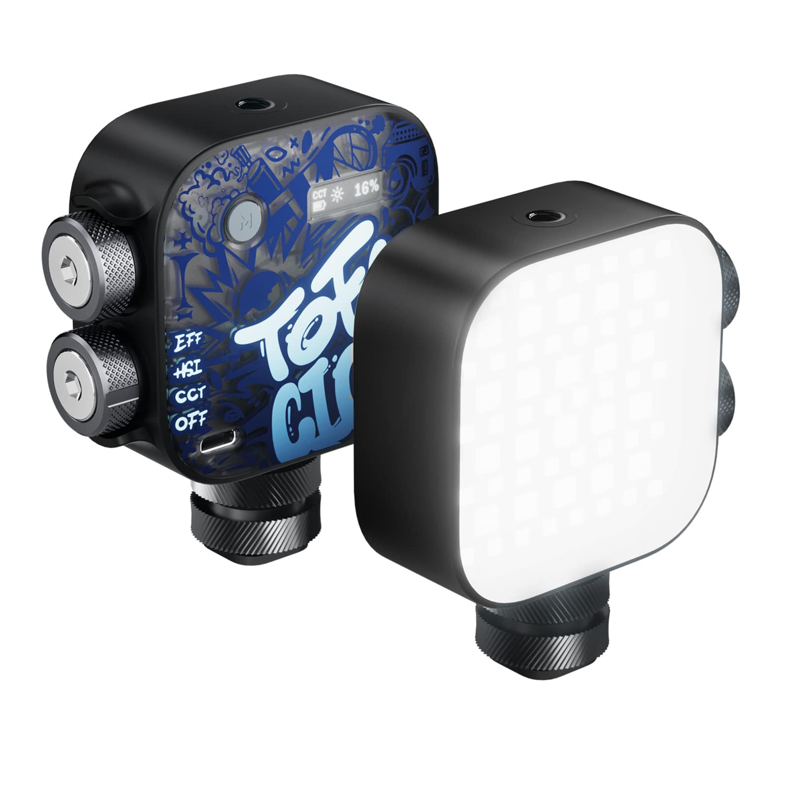 TERRIFIMagnetic RGB Video Light, Tofu Black knight Camera Light Mini 360° Full-Color LED Light for GoPro Studio Streaming Tiktok Vlog