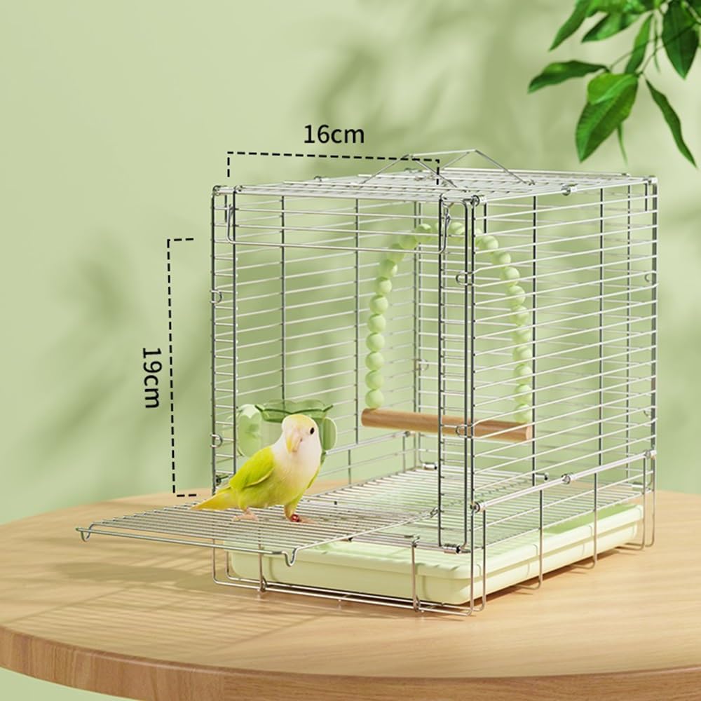 Jaula para pájaros, Jaula para Loros con Bandeja Plegable y Asas Dobles para facilitar la Limpieza y el Transporte de Aves, Ideal para Uso en Exteriores. Jaula de Viaje para pájaros (Blanca)