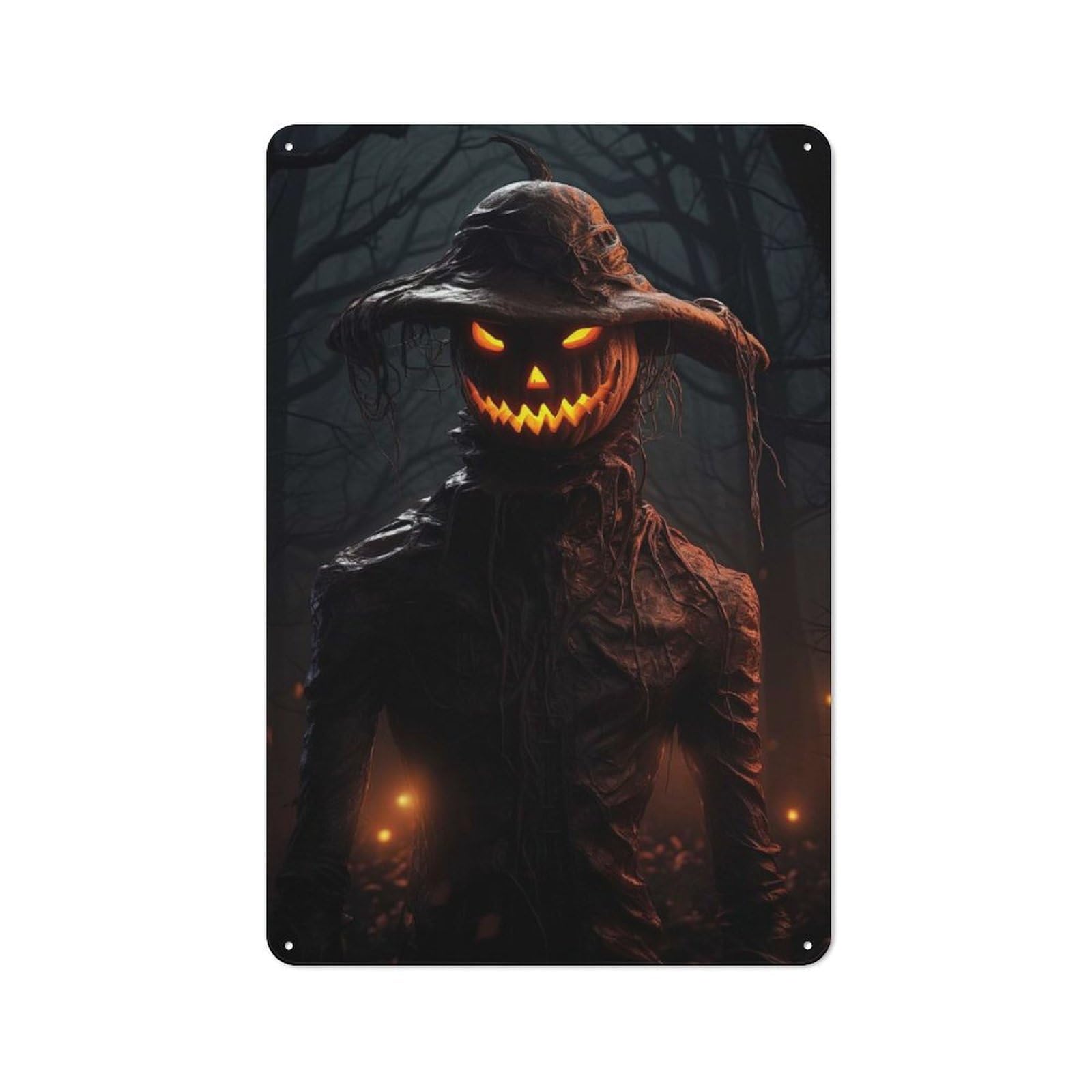 Junmoney The Haunted Scarecrow Tin Wall Plaque 30X20cm With For Hobby Room Or Studio, For Updating Hobby Room And Studio After Moving