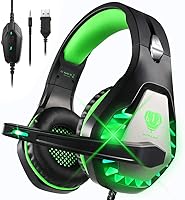 Vista 1 de DIWUER Auriculares estéreo para juegos para Nintendo Switch, PS4, Xbox One con micrófono con cancelación de ruido, orejeras suaves de sonido