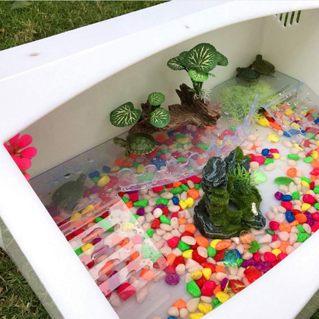 Recipiente para animales de plástico, plataforma de escalada de acuario de vivienda, escalera de roca de agua