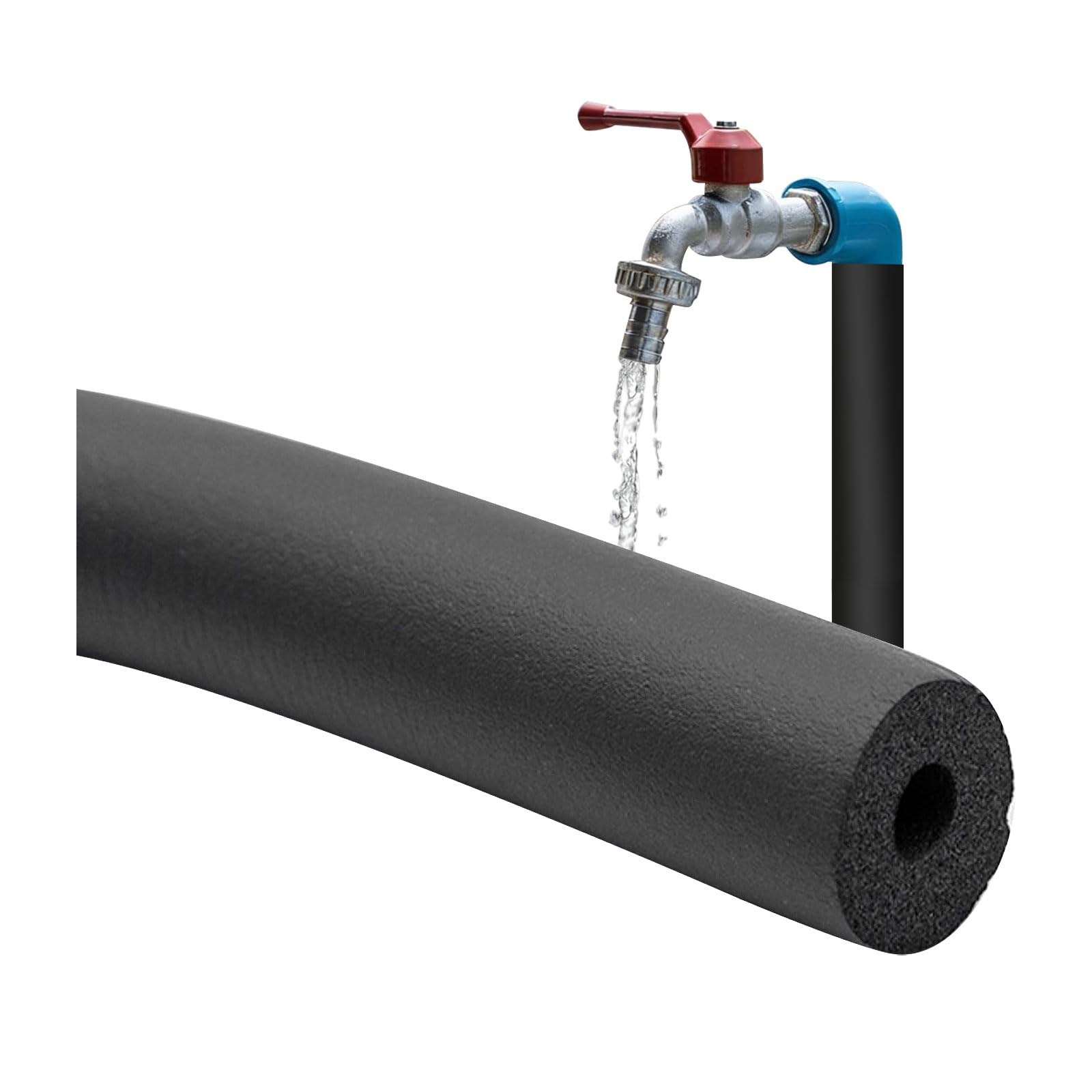 Ddnkmdm Black 1.8M Long Foam Pipe Insulation Roll, 50Mm Diameter Fit, 15Mm Thick Lagging Wrap Roll Covers For Industrial Covers, Copper Pipe, Plumbers Diy