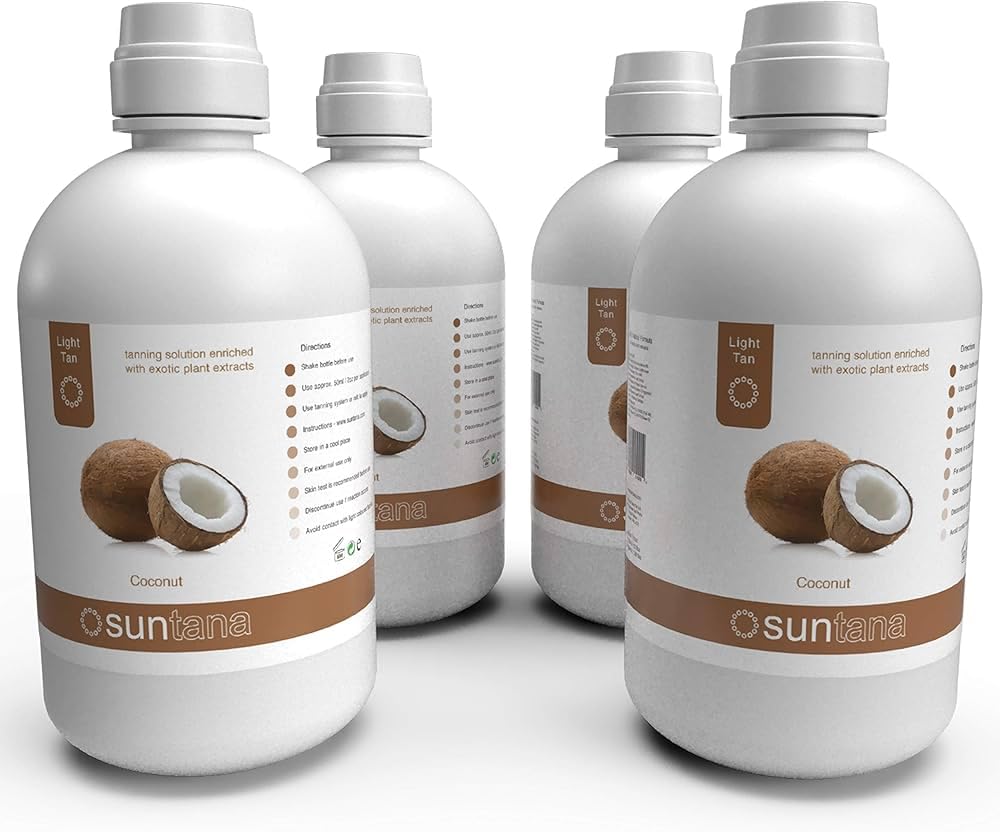Suntana Coconut Light 8% DHA Professional Sunless Spray Tan Solution 128 oz (4 x 32oz)