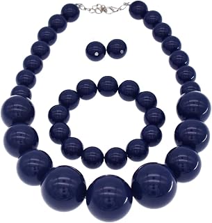Large Big Faux Pearl Necklace for Women Chunky Pearl Necklace and Earrings set 1920s Costume Jewelry set Prom party Wedding