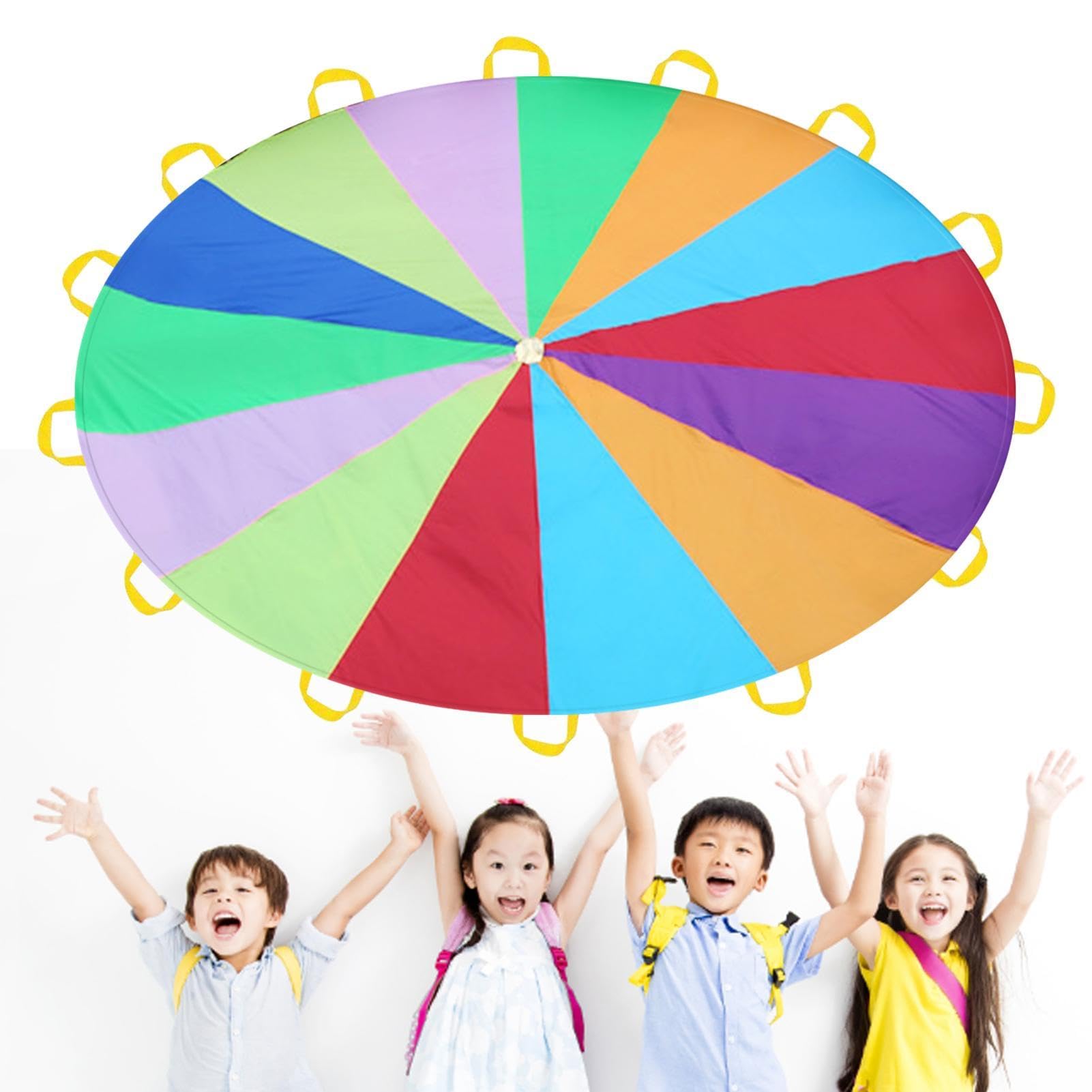 Paracaídas multicolor para niños 2/3 m con asas para juegos educativos deportivos