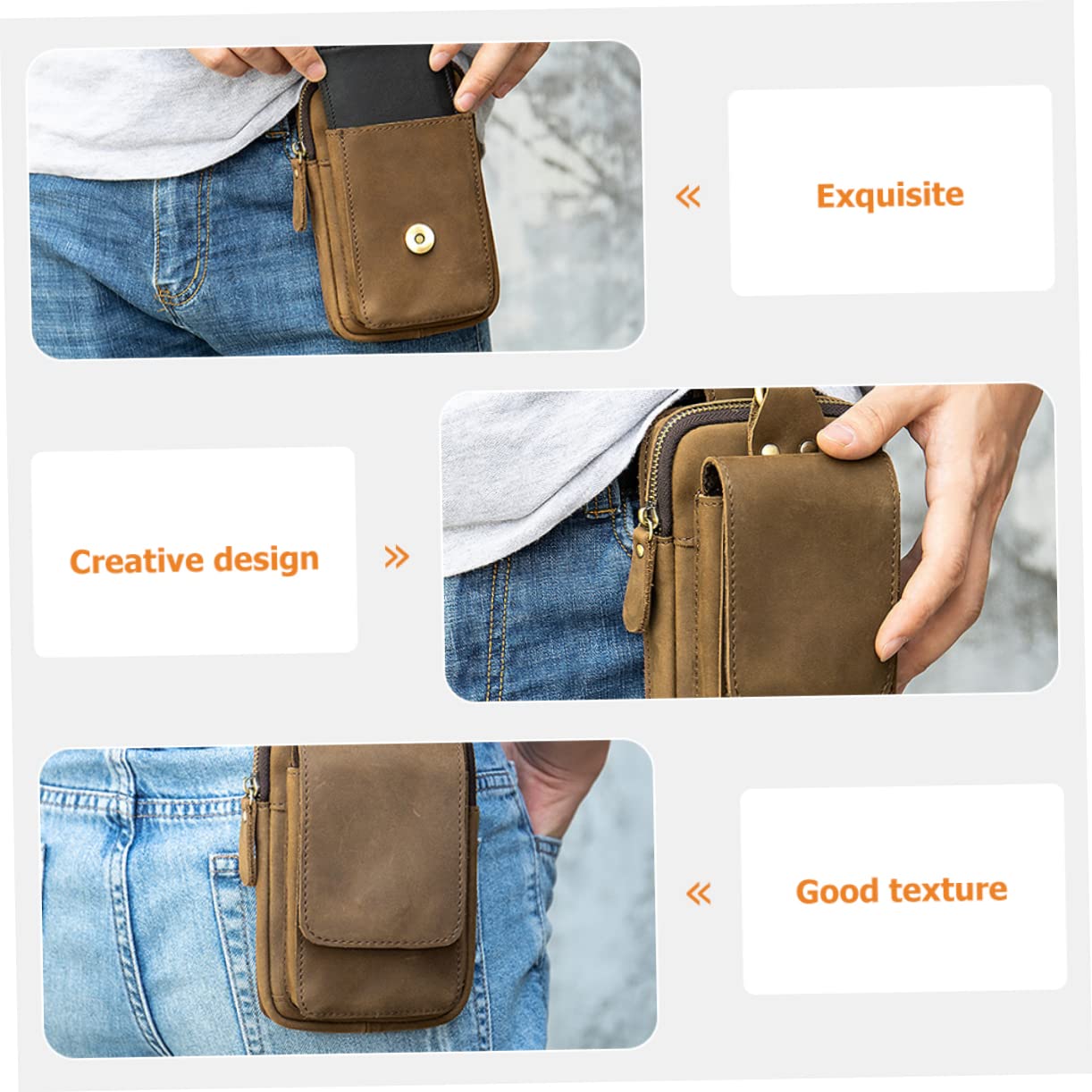 EXCEART Pochette Téléphone Portable Sacoche Ceinture Pochette Téléphone Unisexe Adaptée Randonnée Camping Voyage Construction