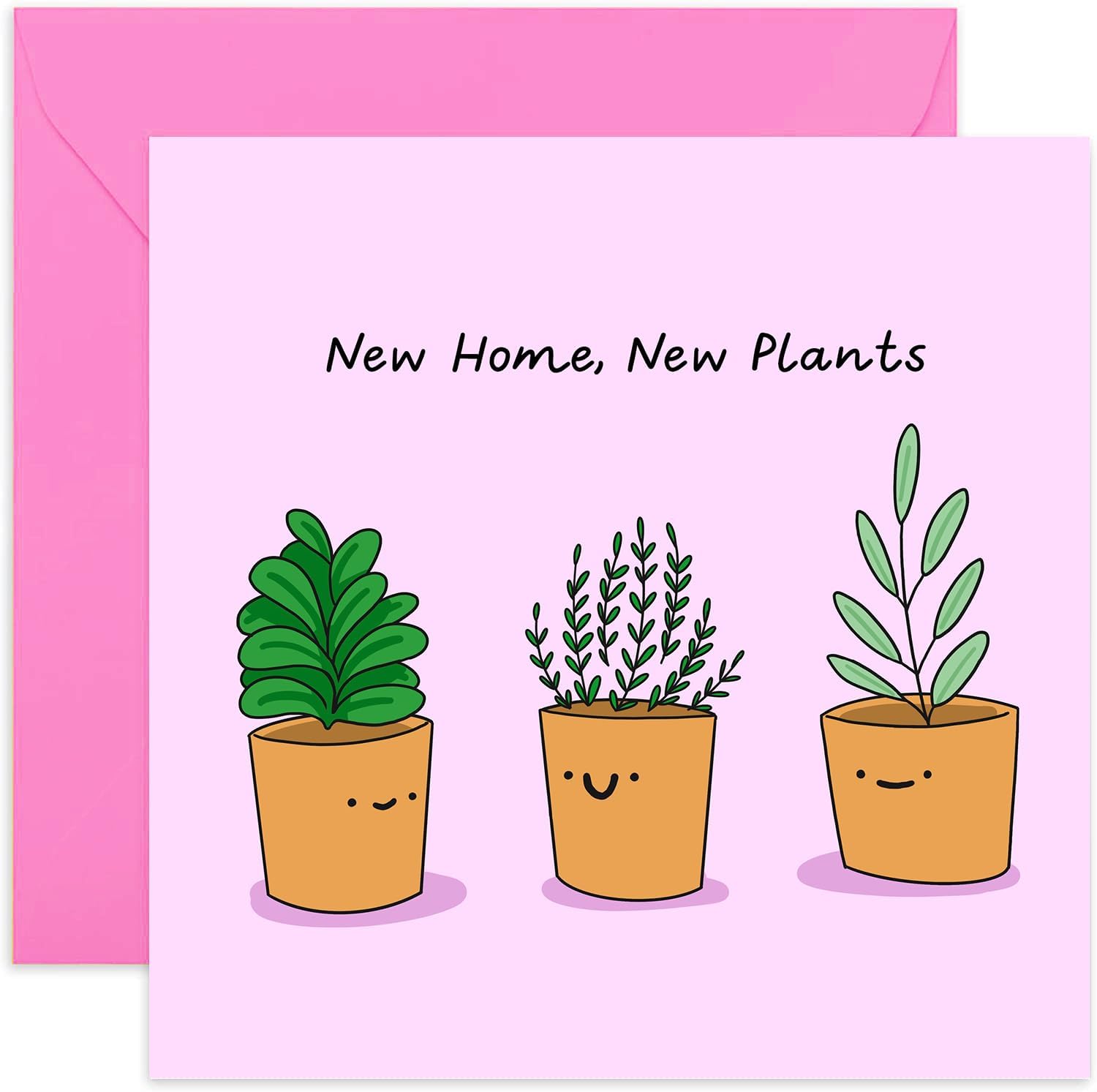 Old English Co. Cute Housewarming Card for Friends - 'New Home New Plants' Funny New House Card for Him or Her - Humorous New Home Card for Men and