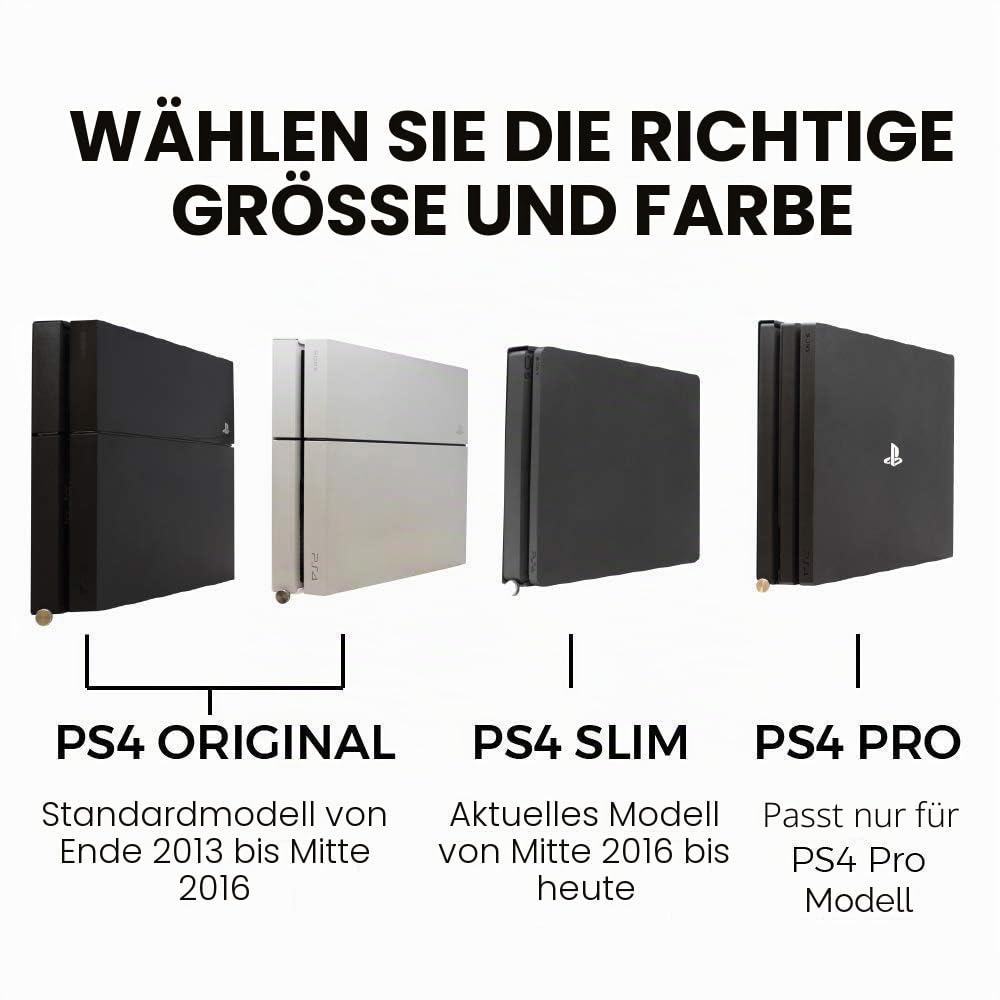 HumanCentric-Halterung nur kompatibel mit PS4 Fat Original + 2 Controller-Halterungen im Paket, befestigen Sie Original Classic/Fat PS4 an der Wand oder an der Rückseite des Fernsehers