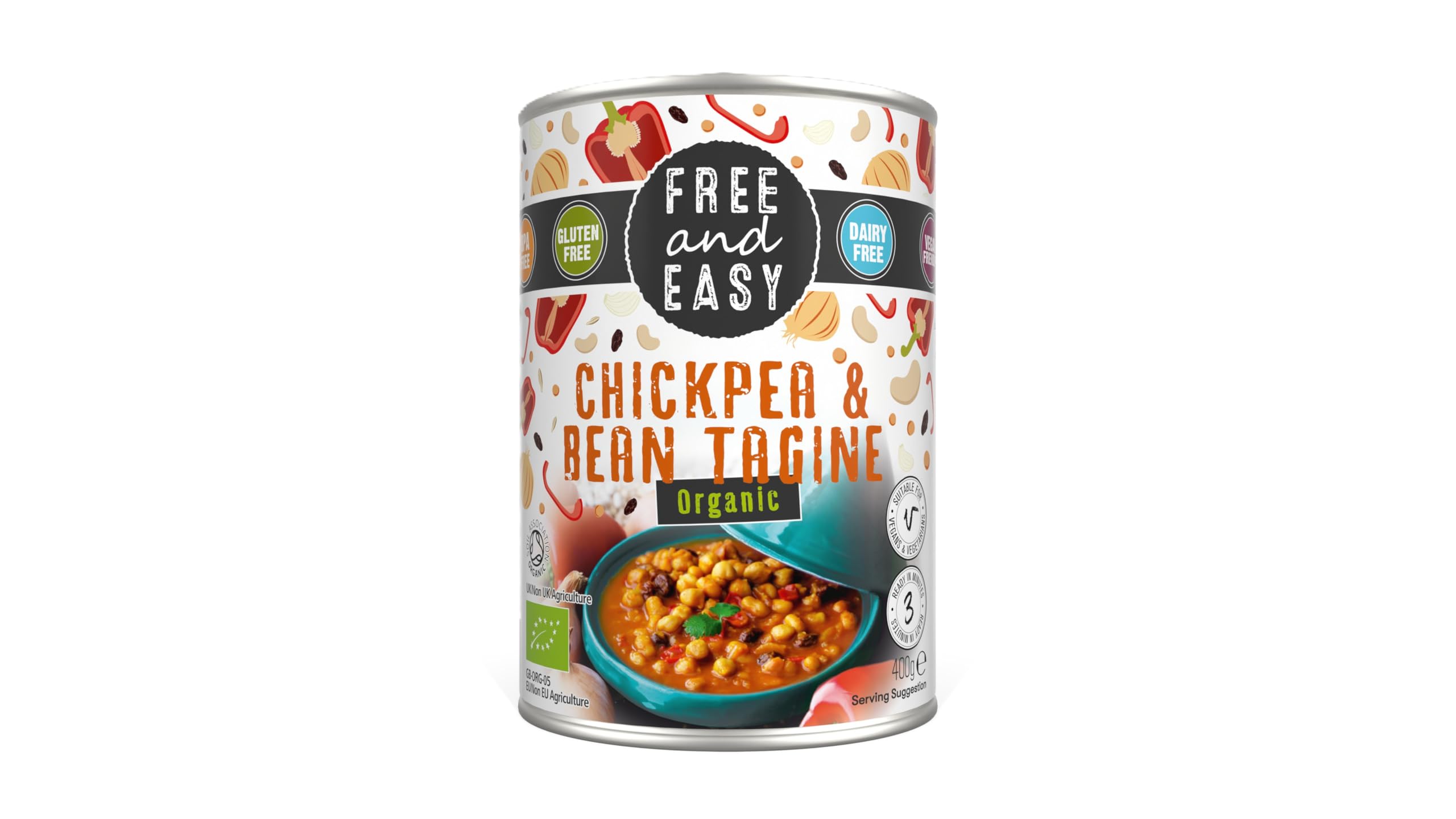 Free and Easy Organic Chick Pea and Bean Tagine 400 g (Pack of 6)