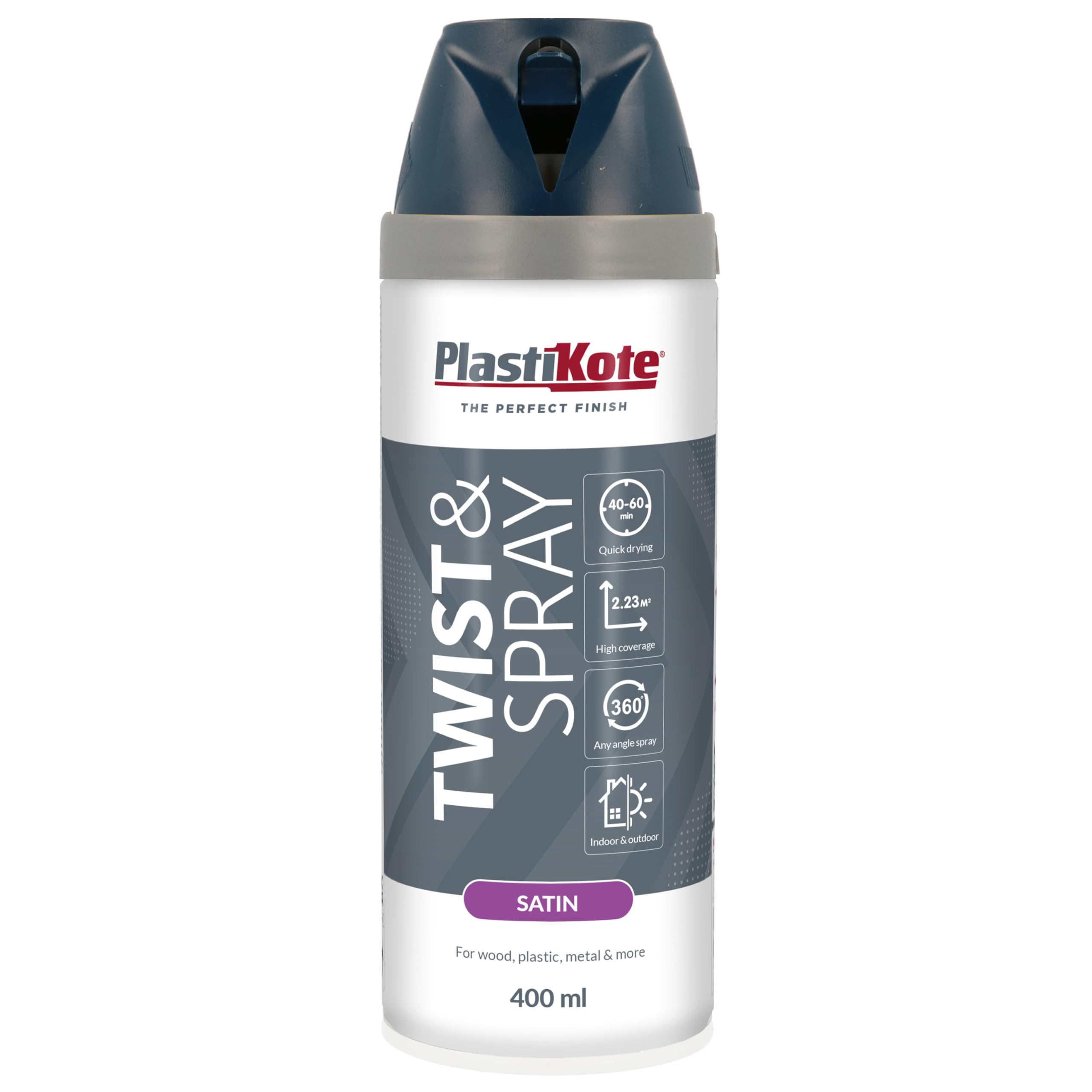 Plastikote 022111 Twist & Spray Satin Night Navy 400Ml