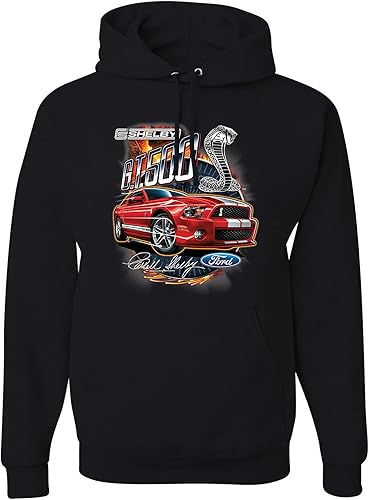 wild custom apparel Red Speedster Shelby G.T. 500 Cobra Classic Ford Mustang Shelby - Sudaderas con capucha oficiales para hombre
