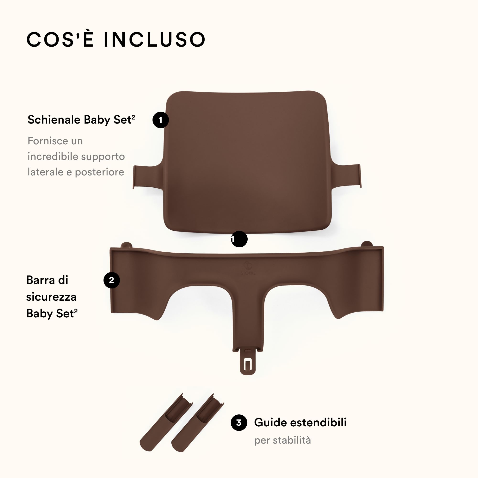 Tripp Trapp Baby Set 2 di Stokke, Warm Brown - Ideale per bambini dai 6 ai 36 mesi - Trasforma le sedie Tripp Trapp prodotte dopo maggio 2003 in un comodo seggiolone