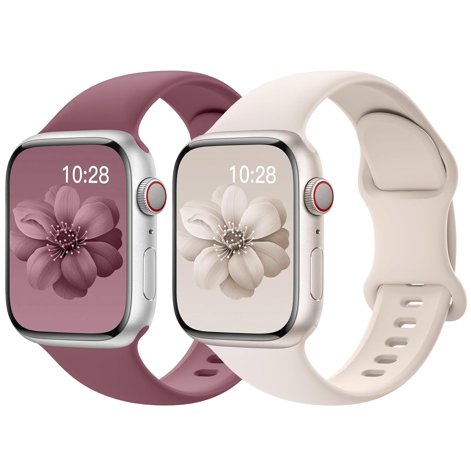Yoohoo 2 Stück Silikon Armband kompatibel mit Apple Watch 40mm 41mm 42mm 44mm 45mm 46mm 49mm für Damen Herren,Sport Armbänder für iWatch 11 10 9 8 7 6 5 4 3 2 1 Ultra Ultra2 Ultra3 SE 3/2/1