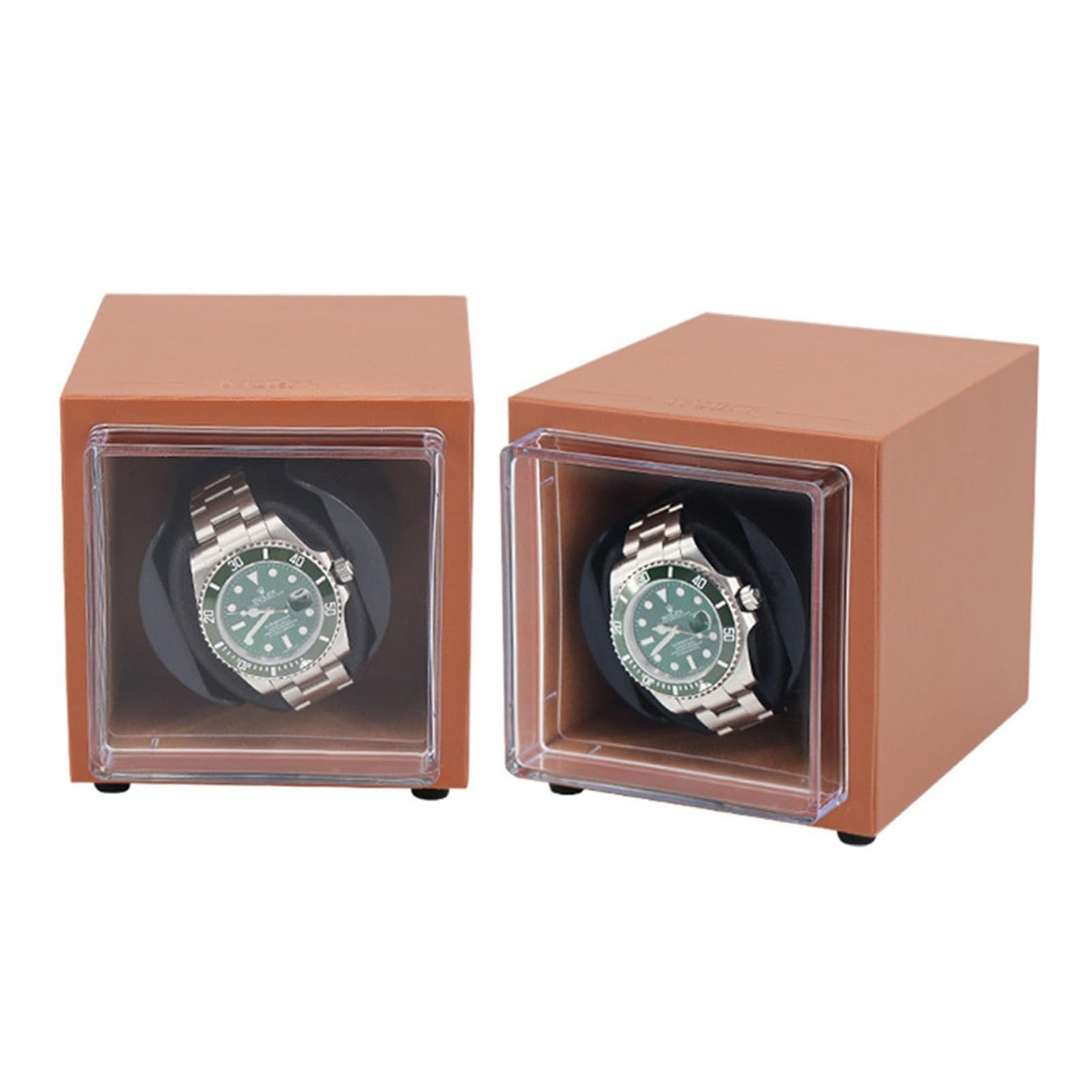 OUZVI Single Automatic Watch Winder Mechanical Watch Storage Case With Quiet Japanese Motor Flexible Watch Pillows Fit Lady And Man Watches Dual Power Supply,Brown (Brown)