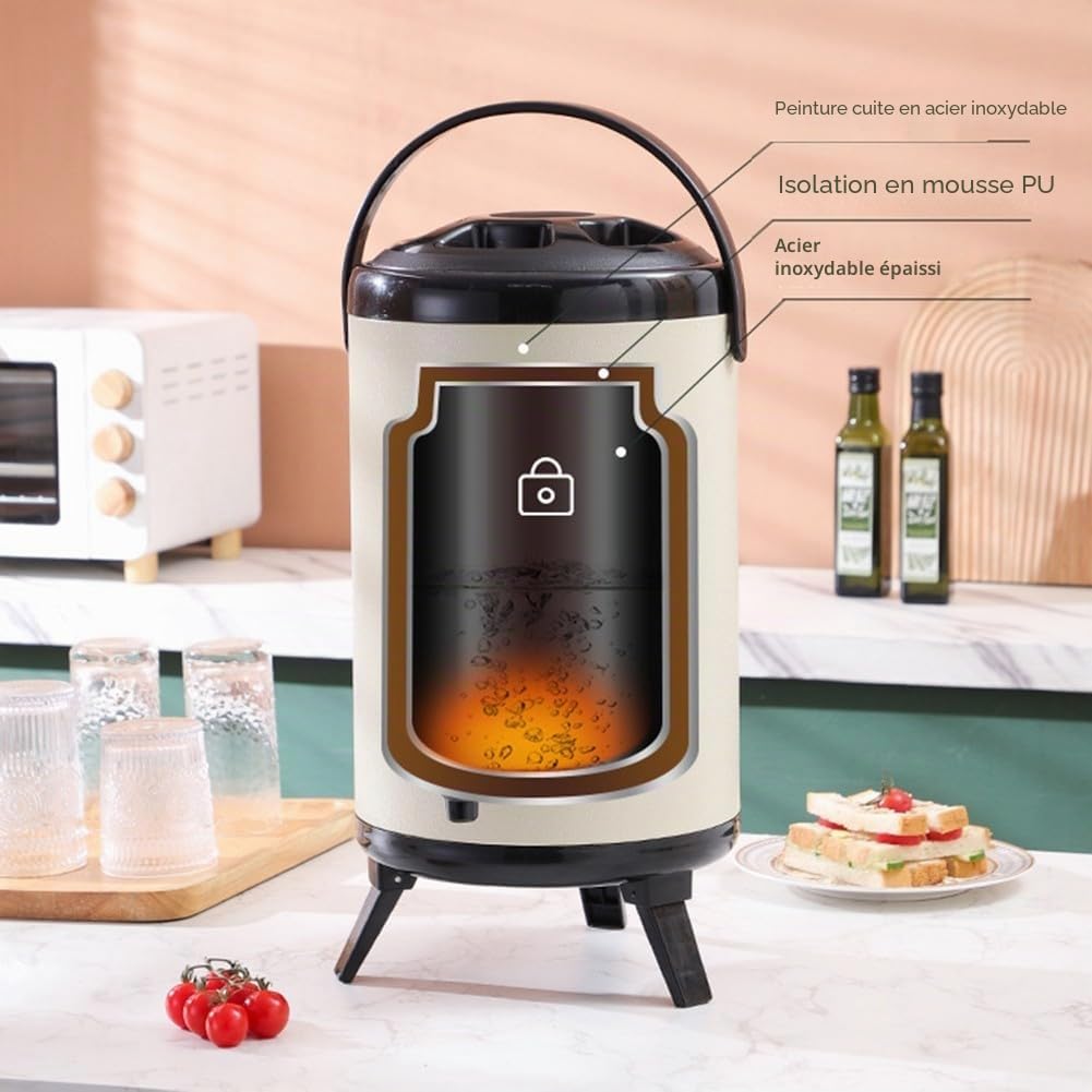 HpLive Récipient isotherme pour boissons en plein air, camping, pique-nique, double paroi avec robinet (10 l, vert)