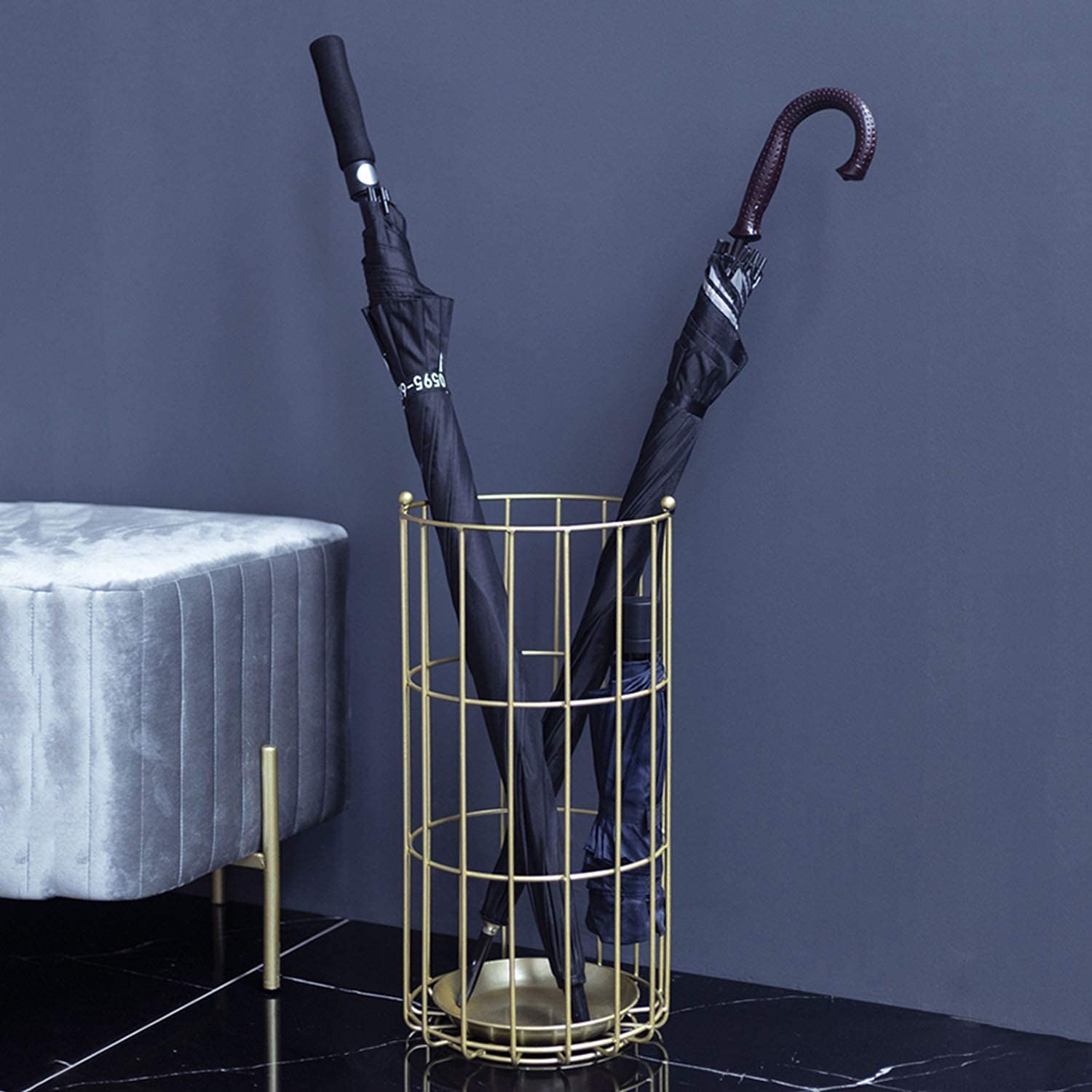 Portaombrelli in Metallo, Elevata stabilità Circolare, Grande capacità, Design Moderno ed Elegante, Pratico complemento d'arredo, 50x25 cm
