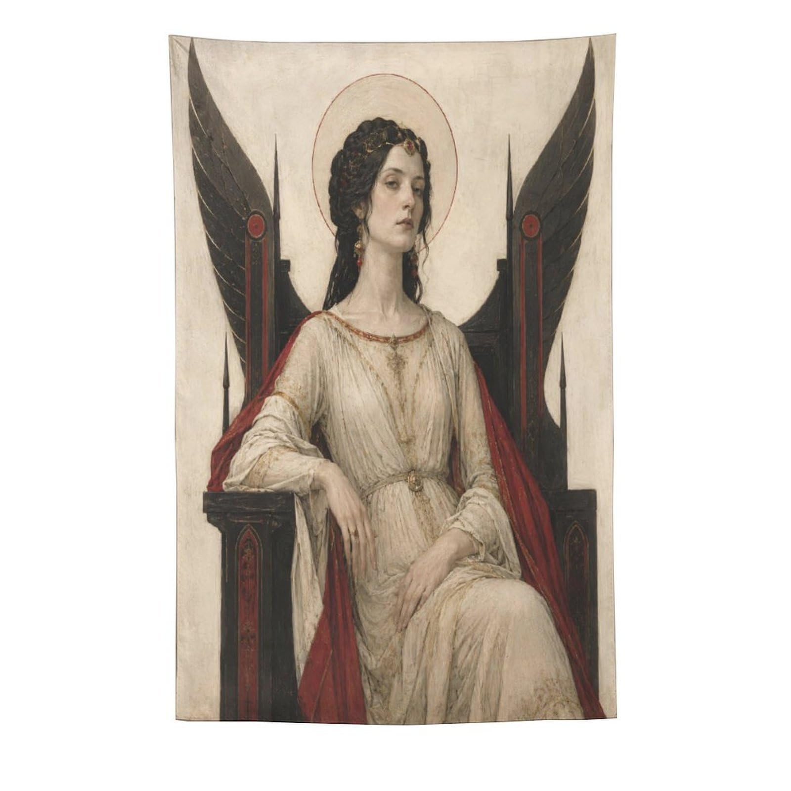 H3B8U2Y5 Gothic Winged Queen Wall Tapestry, Fantasy Illustration Style
