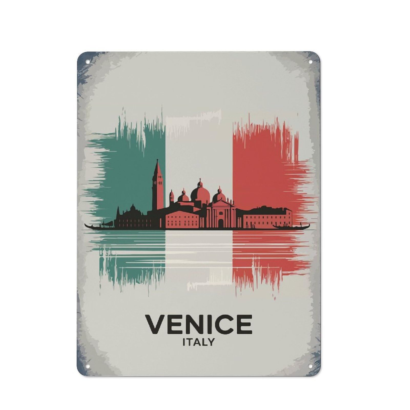 Junmoney Venice Italy Travel Vintage Tin Sign 40X30cm For Garden Room Or Summerhouse, A Housewarming Gift For Outdoor-Room Decor Collectors