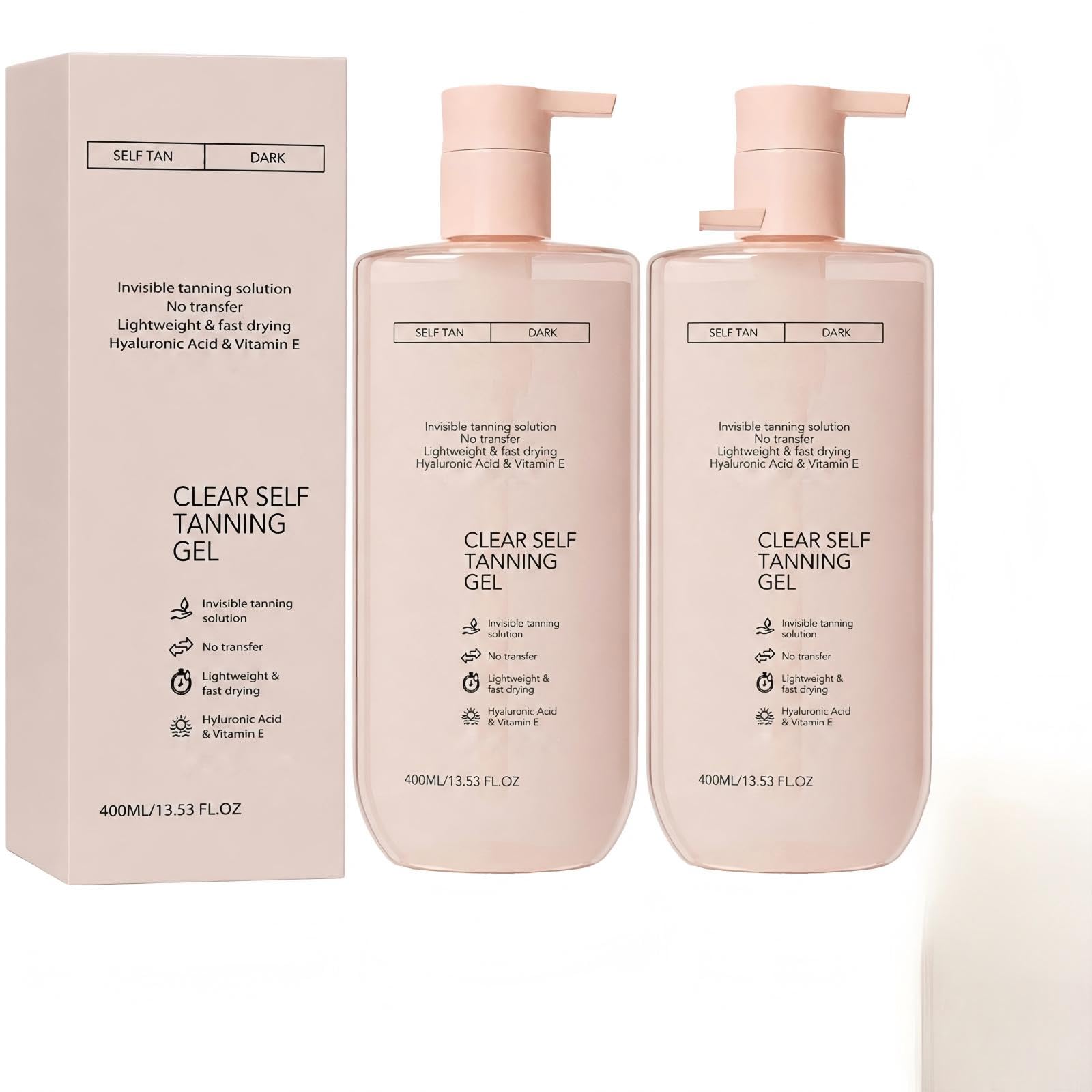 Gel autobronzant transparent pour le visage et le corps, utilisation quotidienne pour un bronzage progressif et naturel, formule hydratante, convient à tous les types de peau.
