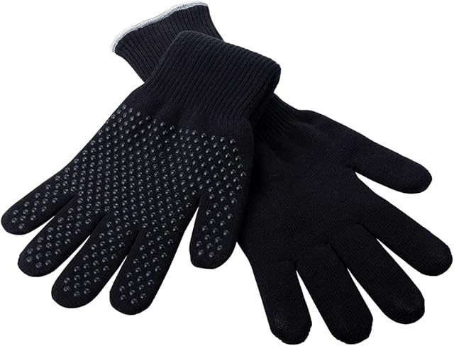 VALIANT Unisex Bbq's, Valiant Heat Resistant Elbow Length Protective Gloves for BBQ s Fire Pits and Stoves, Black, 2 Count Pack of 1 UK