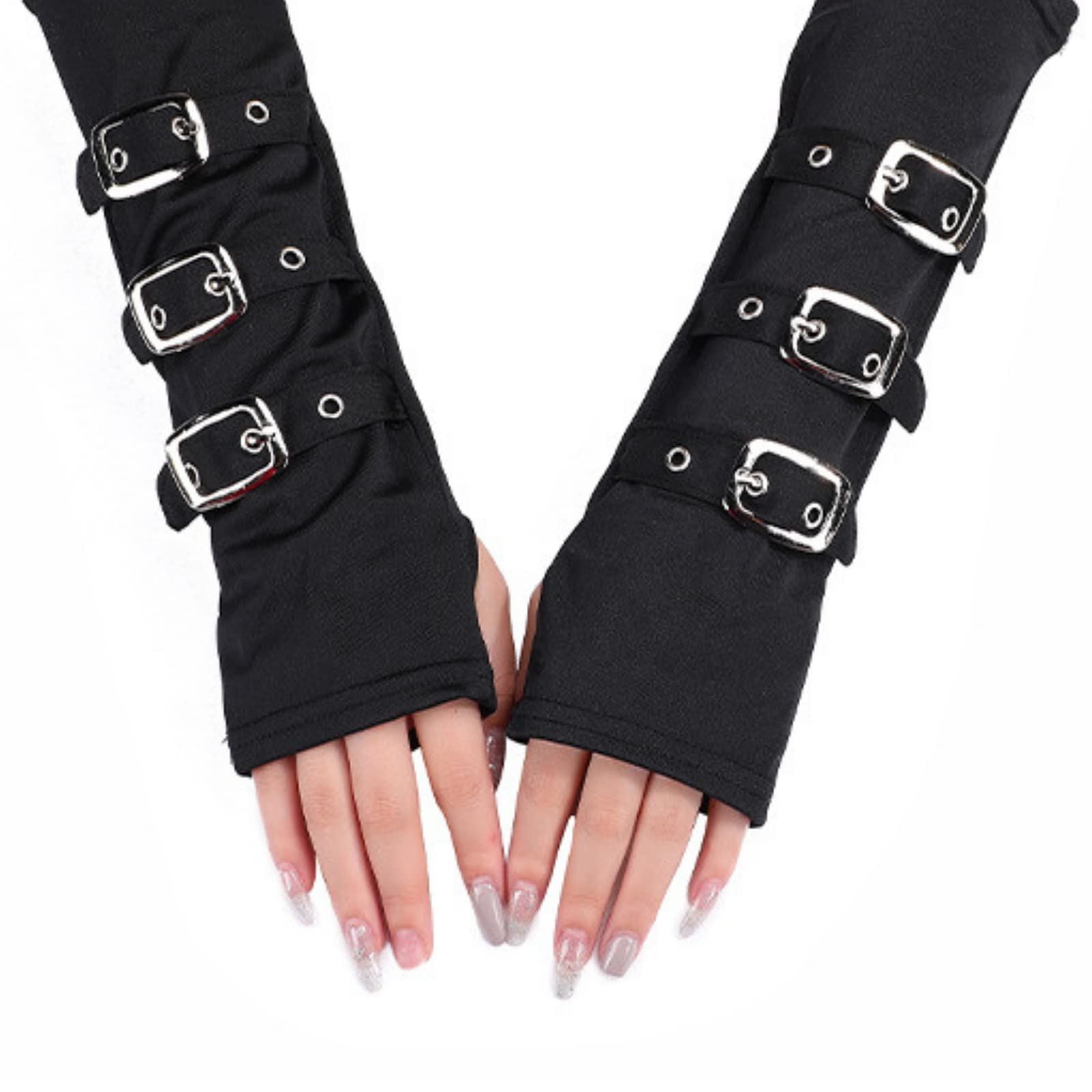 CHENGZI Fashion Cosplay Wristband Punk Mittens Black Milk Silk Gloves Finger Dance Gloves For Special Occasion Evening Party
