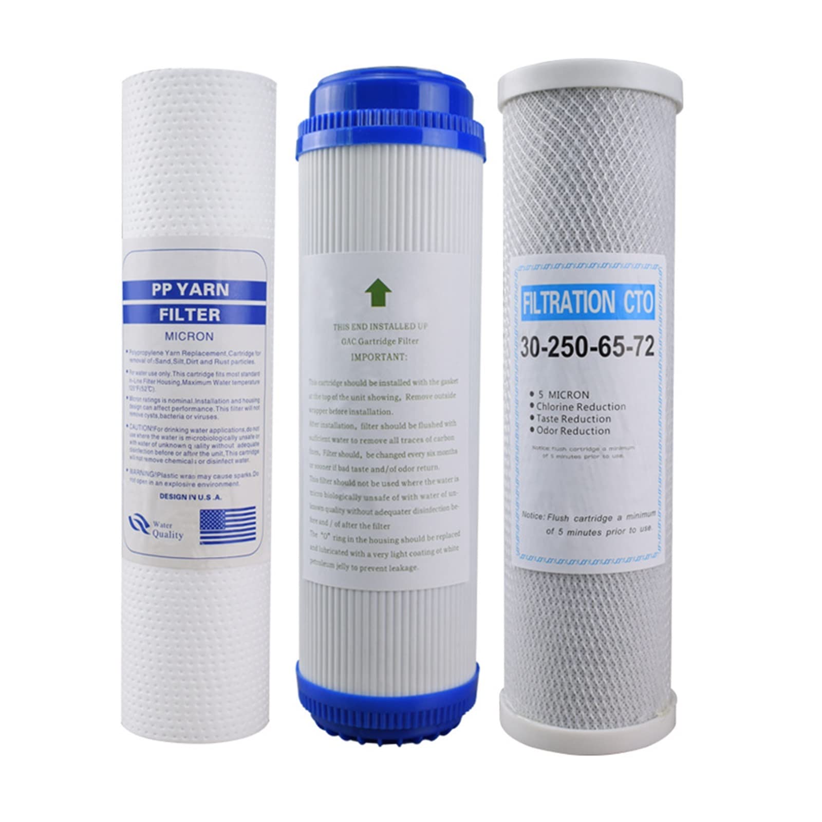 Water Filter Cartridge, 1 Set CTO,PP,UDF,T33,Water Filter Cartridge,10Inch Reverse Osmosis Filter System Replacement Water Filter(288 cápsulas más destornillador)