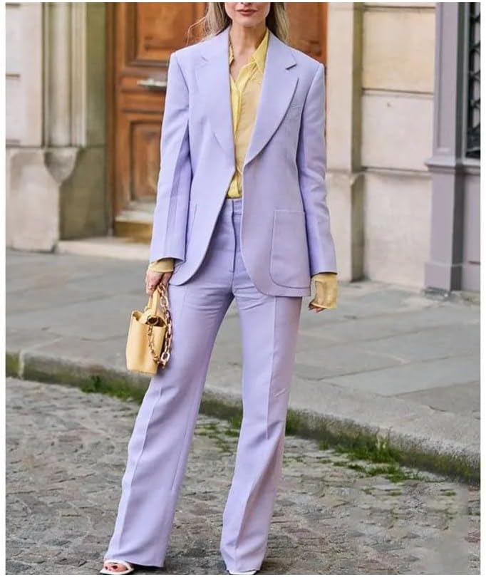 Women Notch Lapel Loose Fit Blazer Pants Relaxed Party Banquet Office Formal Wear