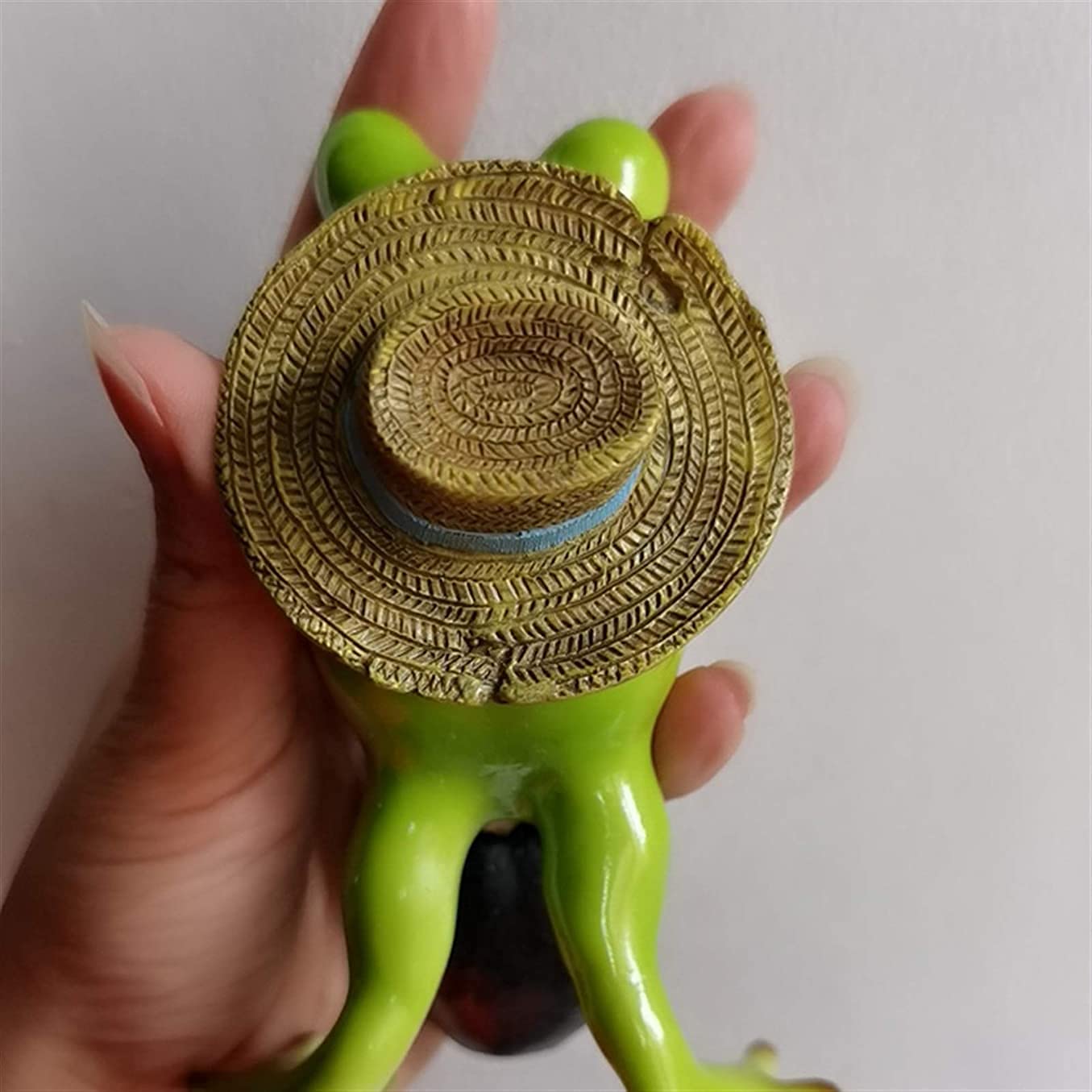 Żaba trzymająca łopata rzeźba ogrodowa, żaba rolnik doniczka figurka na zewnątrz ogród miniaturowa dekoracja krajobrazu